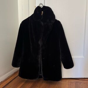 Mango Black Faux Fur Coat Size XS